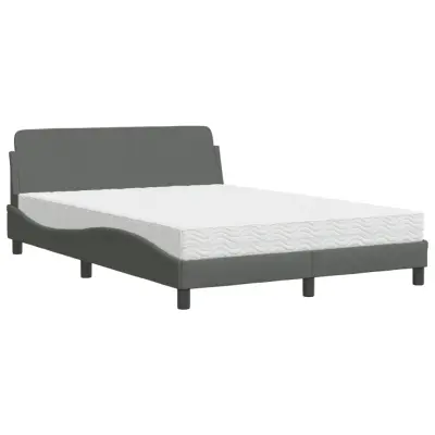 vidaXL Postelja z vzmetnico temno siv 140x190 cm blago