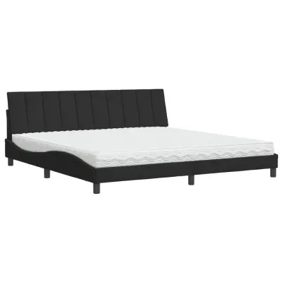 vidaXL Postelja z vzmetnico črna 200x200 cm žamet