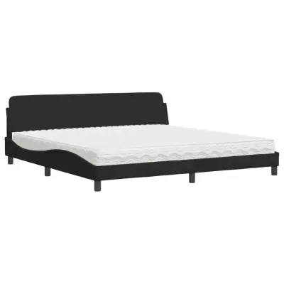 vidaXL Postelja z vzmetnico črna 200x200 cm žamet