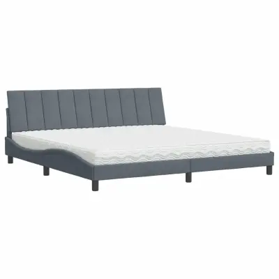 vidaXL Postelja z vzmetnico temno siva 200x200 cm žamet