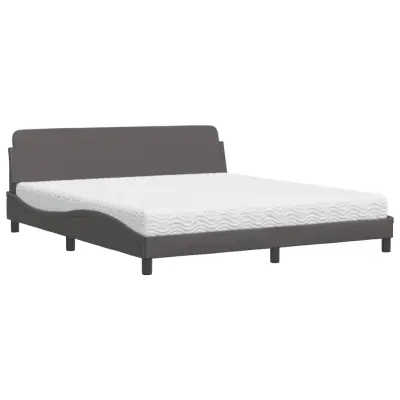 vidaXL Postelja z vzmetnico siva 180x200 cm umetno usnje