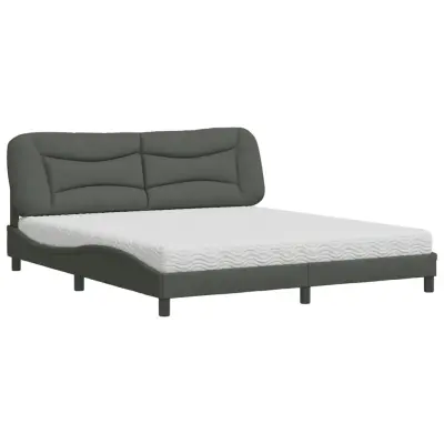vidaXL Postelja z vzmetnico temno siva 180x200 cm blago