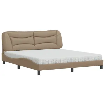 vidaXL Postelja z vzmetnico kapučino 180x200 cm umetno usnje