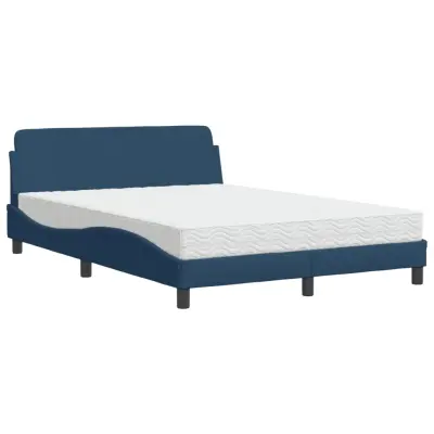 vidaXL Postelja z vzmetnico modra 140x190 cm blago