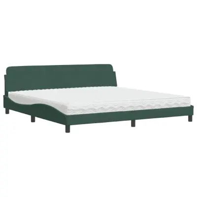vidaXL Postelja z vzmetnico temno zelena 200x200 cm žamet