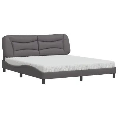vidaXL Postelja z vzmetnico siva 180x200 cm umetno usnje