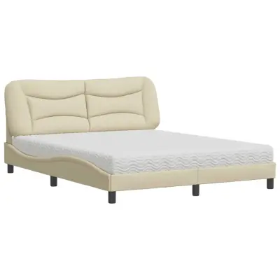 vidaXL Postelja z vzmetnico krem 160x200 cm blago