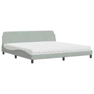 vidaXL Postelja z vzmetnico svetlo siva 200x200 cm žamet