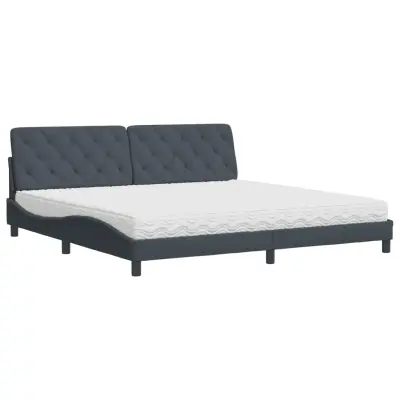 vidaXL Postelja z vzmetnico temno siva 200x200 cm žamet
