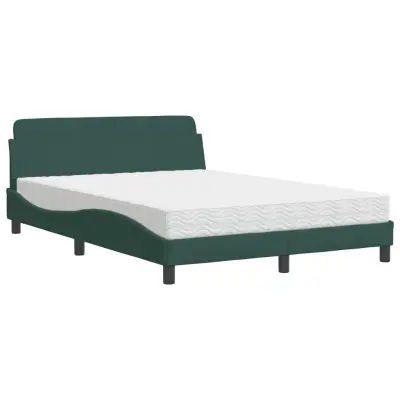 vidaXL Postelja z vzmetnico temno zelena 140x190 cm žamet