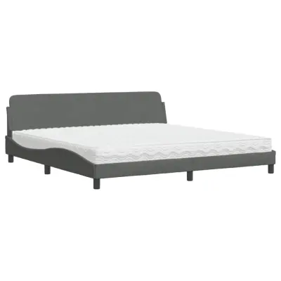 vidaXL Postelja z vzmetnico temno siva 200x200 cm blago