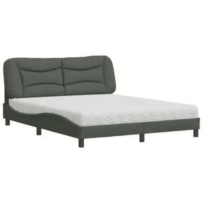 vidaXL Postelja z vzmetnico temno siva 160x200 cm blago