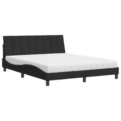 vidaXL Postelja z vzmetnico črna 160x200 cm žamet