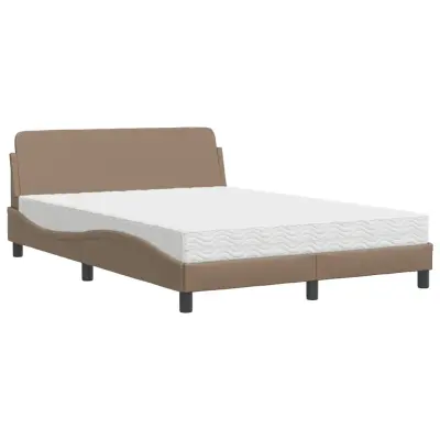 vidaXL Postelja z vzmetnico kapučino 140x190 cm umetno usnje