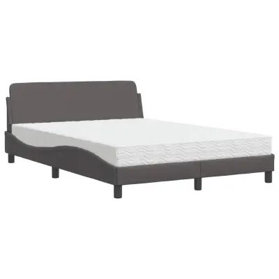 vidaXL Postelja z vzmetnico siva 140x190 cm umetno usnje