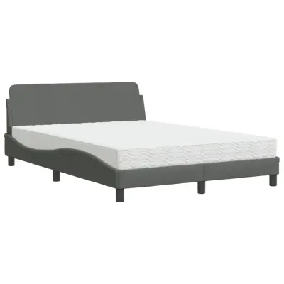 vidaXL Postelja z vzmetnico temno siva 120x200 cm blago