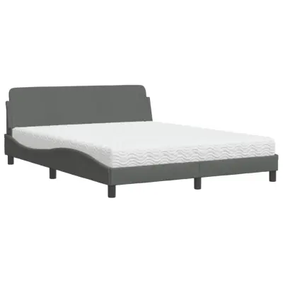 vidaXL Postelja z vzmetnico temno siva 160x200 cm blago