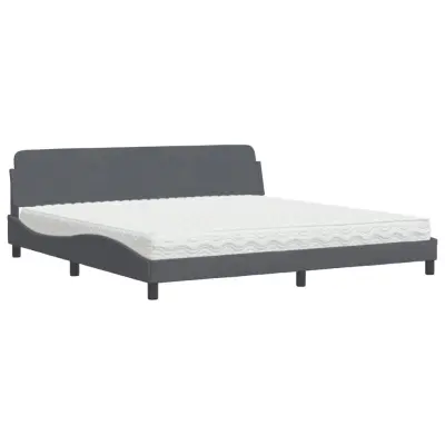 vidaXL Postelja z vzmetnico temno siva 200x200 cm žamet