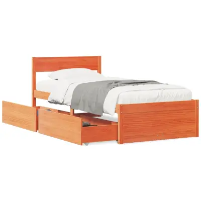 vidaXL Posteljni okvir brez vzmetnice voščeno rjav 100x200 cm borovina