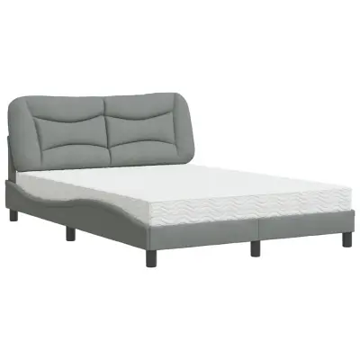 vidaXL Postelja z vzmetnico svetlo siv 140x190 cm blago