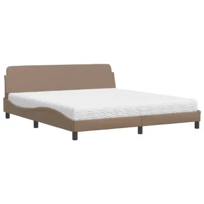 vidaXL Postelja z vzmetnico kapučino 180x200 cm umetno usnje