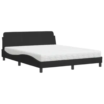 vidaXL Postelja z vzmetnico črna 160x200 cm žamet