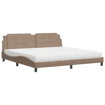 vidaXL Postelja z vzmetnico kapučino 200x200 cm umetno usnje
