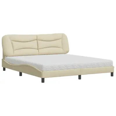 vidaXL Postelja z vzmetnico krem 180x200 cm blago