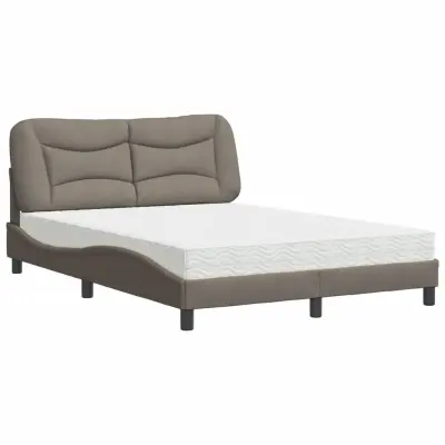 vidaXL Postelja z vzmetnico taupe 140x190 cm blago