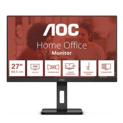 Monitor AOC 68,6 cm (27,0") 27E3QAF 1920x1080 75Hz IPS 4ms VGA HDMI DisplayPort 2xUSB3.2 Pivot Zvočniki  3H sRGB99,9% AdaptiveSync Essential