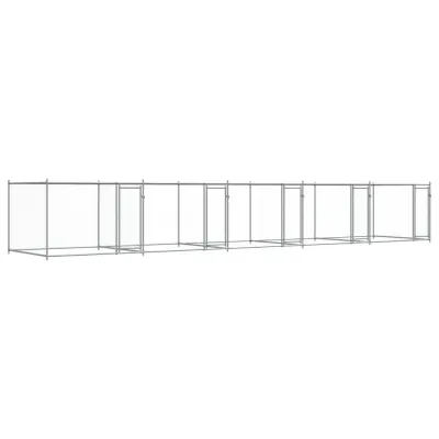 vidaXL Pasji boks z vrati siv 10x2x1,5 m pocinkano jeklo