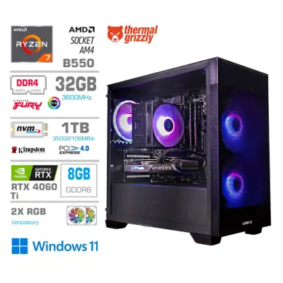 Računalnik MEGA MT S7X R7-5700X/RTX4060Ti-8GB/32GB/1TB-4.0/750W/Win11Home/črna RGB