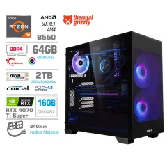 Računalnik MEGA MT S7X R9-5900X/RTX4070Ti Super/64GB/2TB-4.0/750W/Brez OS/črna RGB