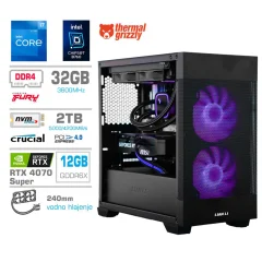 Računalnik MEGA MT S7X Gaming i7-12700K/RTX4070 Super/32GB/2TB-4.0/750W/Brez OS/črna RGB + Estetski napajalni kabli [Vijolična / Črna]