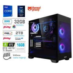 Računalnik MEGA MT S7X GAMER i9-14900KF/RTX4070Ti Super/32GB-DDR5/2TB-4.0/750W/Brez OS/črna RGB