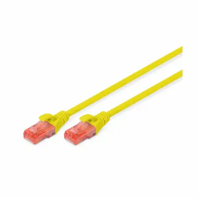 Digitus DK-1617-0025/Y RJ45 omrežni kabel CAT 6 U/UTP 0.25 m rumena ognjevaren, brez halogena, okrogel, zviti pari, neoklopljen 1 kos