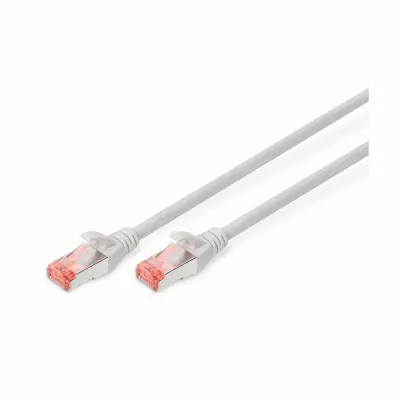 Digitus DK-1644-020 RJ45 omrežni kabel CAT 6 S/FTP 2.00 m siva brez halogena, zviti pari, z zaščitnim zapornim zatičem, ognjevaren 1 kos