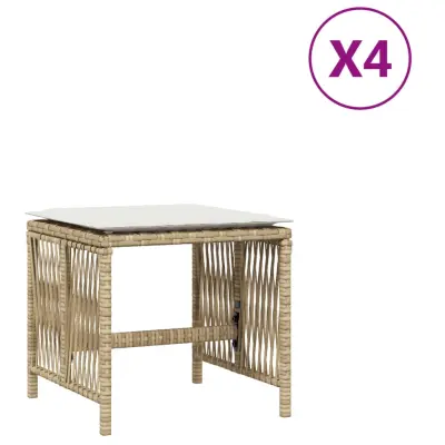 vidaXL Vrtni stolčki z blazinami 4 kosi bež 41x41x36 cm poli ratan