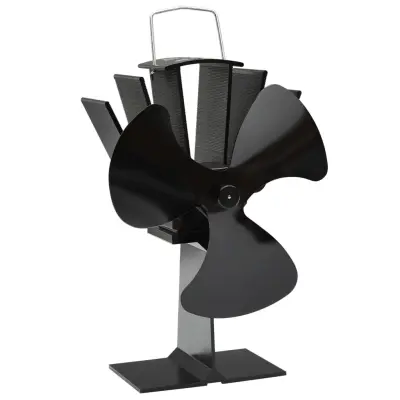vidaXL Ventilator za kamin na toploto s 3 krili črn