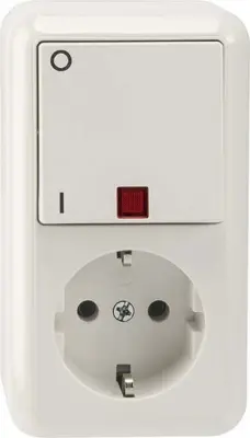 Merten SCHUKO vtičnica za vtičnice comb. 1-polarna bela površinska montaža MEG3499-8719