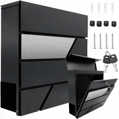 Moderni poštni nabiralnik z režo za časopise antracit + inox X7