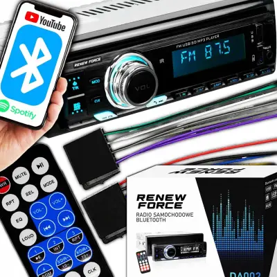 1DIN 12V LCD FM avtoradio 4x55W 2x USB Bluetooth SD + daljinec RENEW FORCE