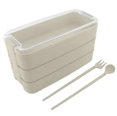 Prenosna lunch box posoda za hrano 900ML + pribor bež