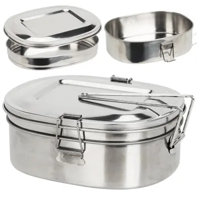 Turistična 3 delna inox lunch box posoda za hrano in kuhanje 900ml