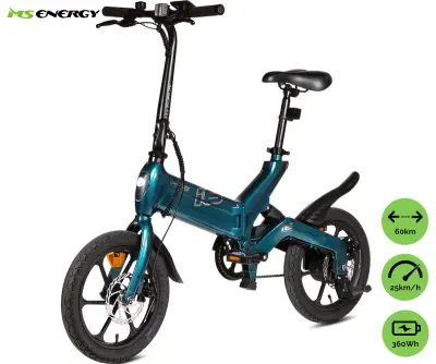 Električno kolo MS ENERGY URBANFOLD i6, zložljivo, 250 W, do 60 km, zeleno črn (Mystic Emerald)