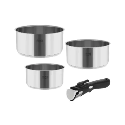 Set 3 zložljivih inox loncev s snemljivim ročajem COOK EXPERT SINGLE HAND