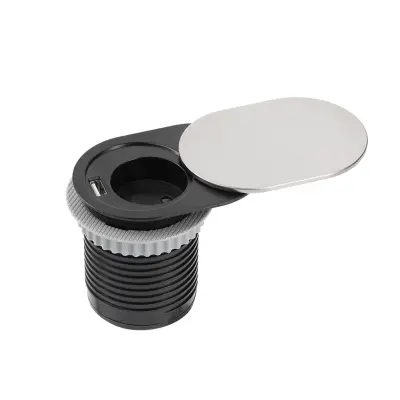 Vgradna vtičnica 1 X ŠUKO in 1 X USB s kablom 1,9m silver slide