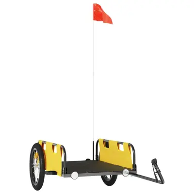 vidaXL Kolesarska prikolica rumena oxford tkanina in železo