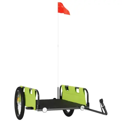 vidaXL Kolesarska prikolica zelena oxford tkanina in železo