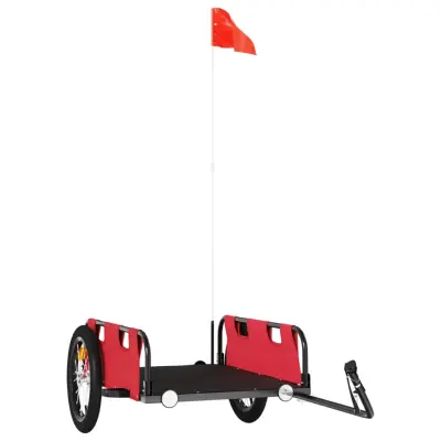 vidaXL Kolesarska prikolica rdeča oxford tkanina in železo